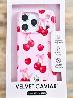 Velvet Caviar Pink Cherry Print iPhone 17 Pro Case